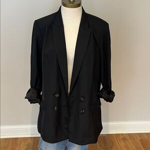 NEW! Express double breasted textured black menswear  Blazer size L